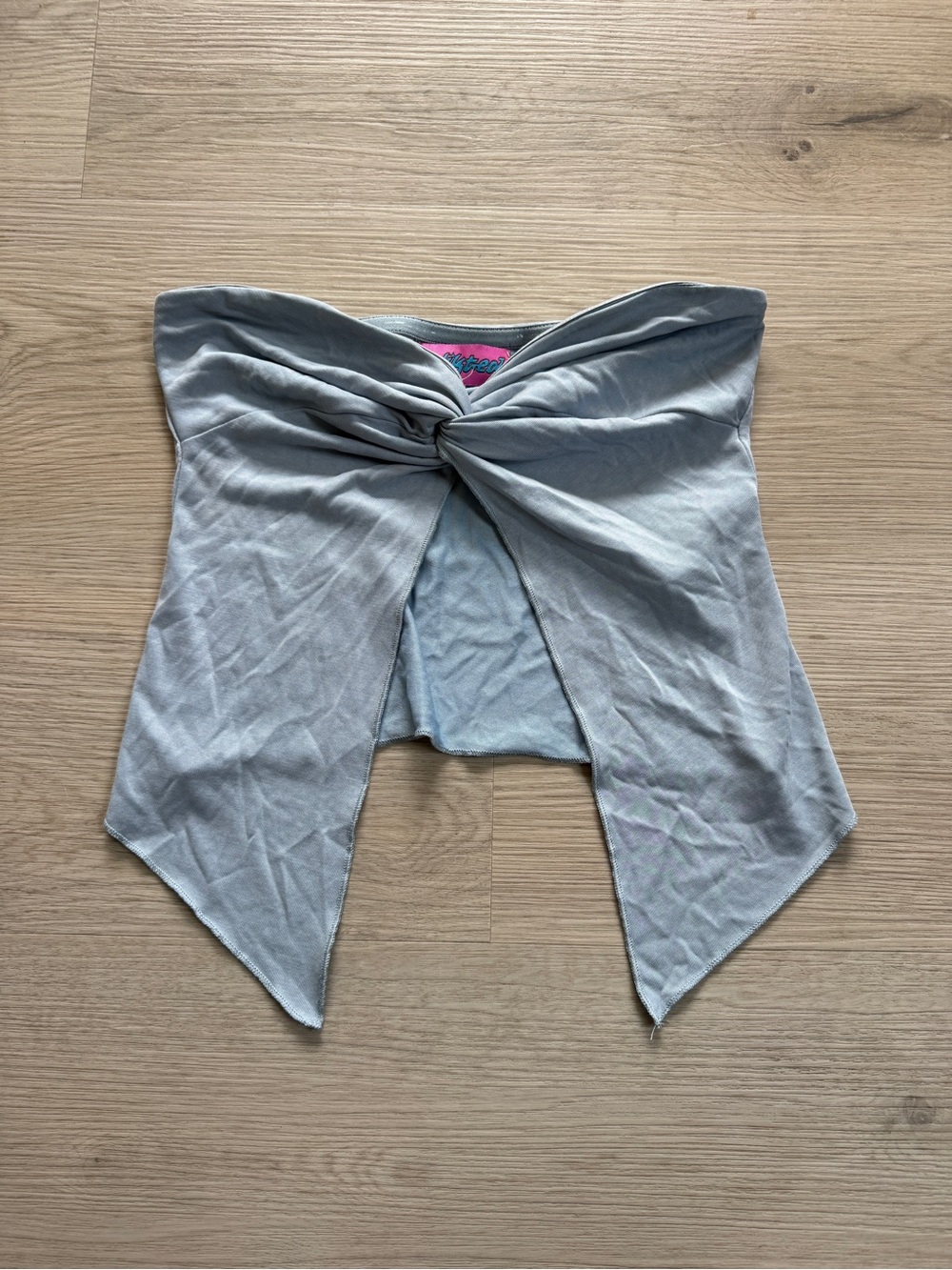 Edikted Blue Gray Strapless Twist Front Handkerchief Top Women’s Size XS
